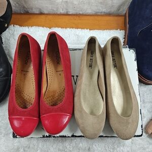Gabor Hovercraft Red flat & Lower East Side Brown Suede Flat Shoes Bundle Sz 9